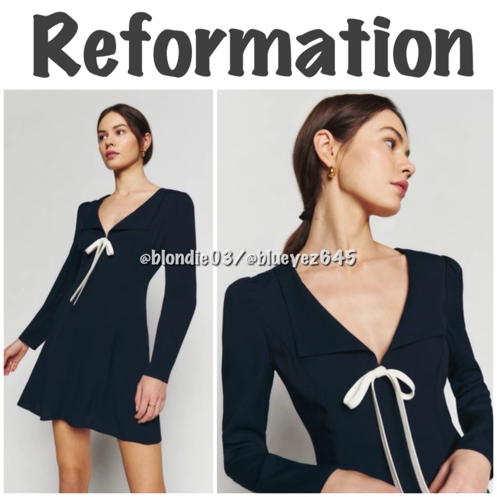 Reformation “Mavis” Dress In Navy 4
